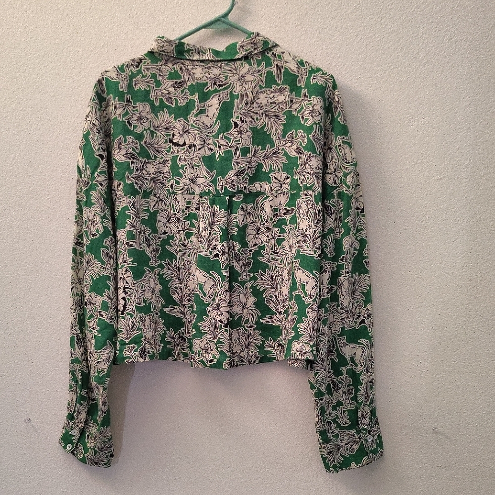 C&C‎ California Green Floral Blouse Size Xl - Picture 9 of 14